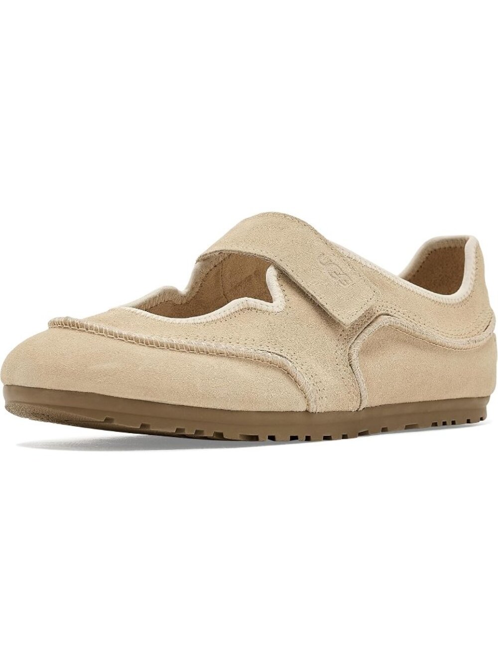 Ugg Women's Sand Castle Closed Toe Imported Lamb Fur Quill Mary Jane Ballet Flat